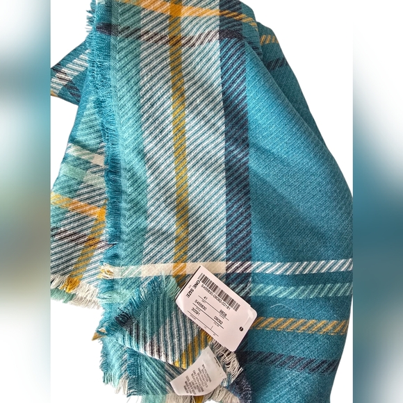 Christopher & Banks Accessories - NWT Christopher & Banks Teal and Yellow Plaid Scarf
